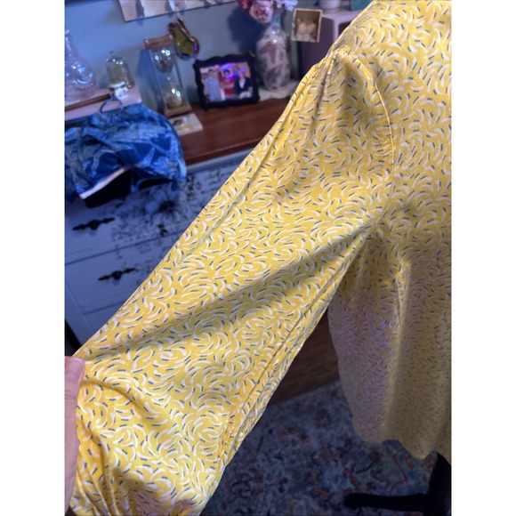 Maeve Anthropologie Yellow Button Up Long Sleeve Blouse Sz 14 Boho - Picture 6 of 8